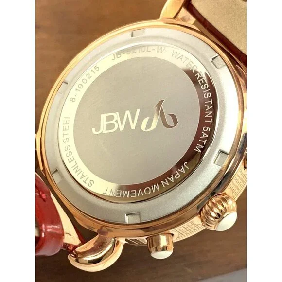 JBW Women's Watch JB6210LW Diamond Quartz Chronograph Rose Gold Red Leat… - Picture 7 of 15